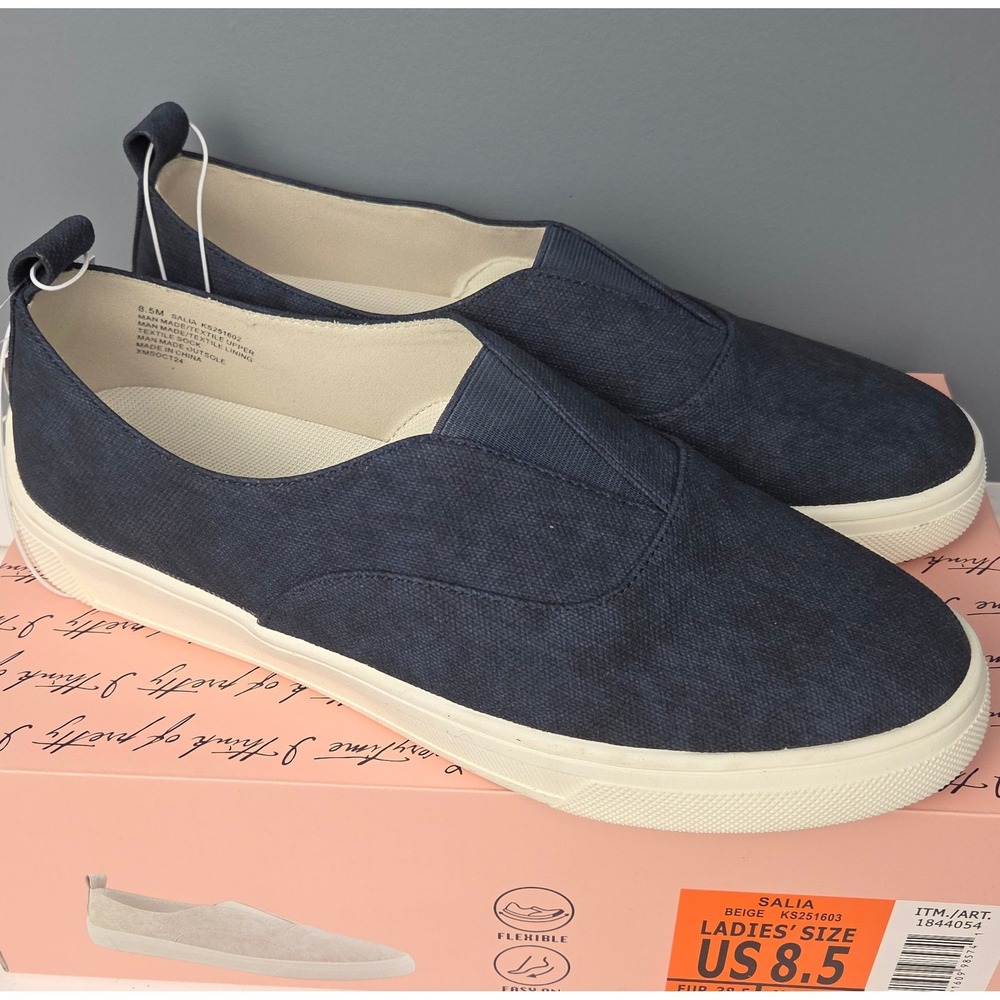 Kensie Salia Slip On‎ Sneakers Womens 8.5 Blue Canvas Comfort Casual Shoes Flats